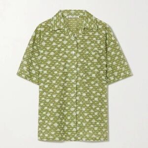 ACNE STUDIOS‎ Floral-print Cotton-blend Fil Coupé Shirt In Green